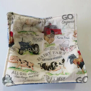 Microwave Bowl Cozy, Reversible Farm Soup Bowl or Ice Cream Cozy